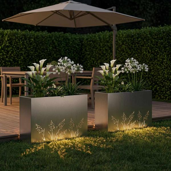 Garten-Pflanzgefäß 2 Stk. Silber 80 x 30 x 49 cm Edelstahl