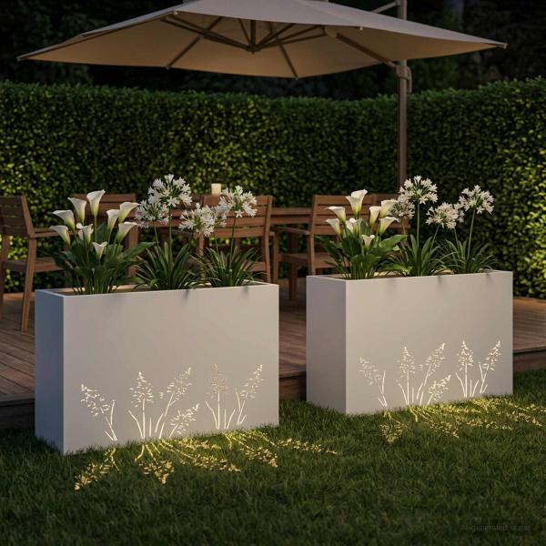 Garten-Pflanzgefäß 2 Stk. Weiß 80 x 20 x 49 cm