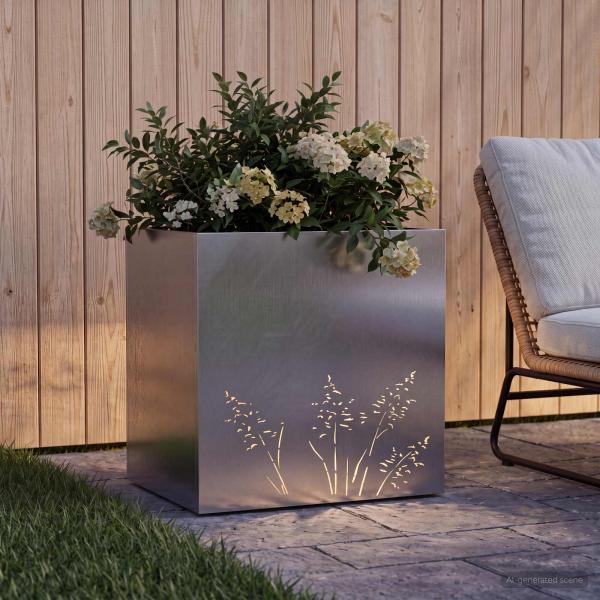 Garten-Pflanzgefäß Silber 50 x 30 x 49 cm Edelstahl