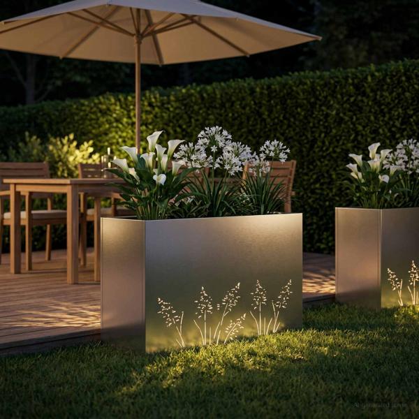 Garten-Pflanzgefäß Silber 80 x 30 x 49 cm Edelstahl