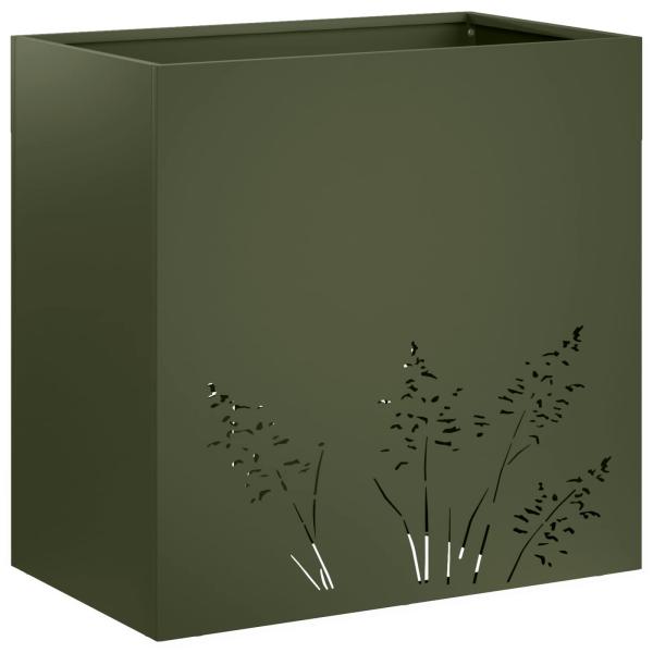 Garten-Pflanzgefäß Olivgrün 50 x 30 x 49 cm Kaltgewalzter Stahl