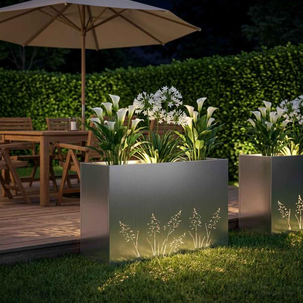 Garten-Pflanzgefäß Silber 80 x 30 x 49 cm Verzinkter Stahl