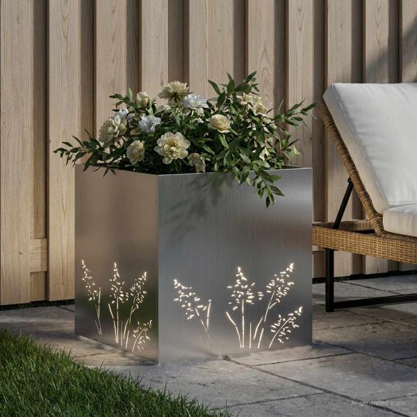 Garten-Pflanzgefäß Silber 50 x 50 x 49 cm Verzinkter Stahl