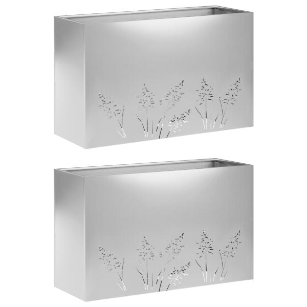 Garten-Pflanzgefäß 2 Stk. Silber 80 x 20 x 49 cm