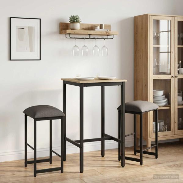 ARDEBO.de - Barhocker 2 Stk. Hellgrau 40 x 32 x 64 cm Holzwerkstoff