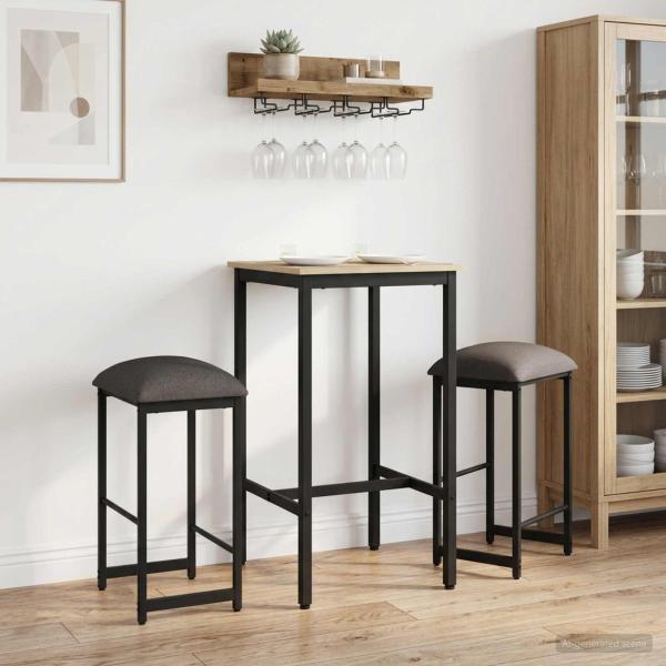 ARDEBO.de - Barhocker 2 Stk. Hellgrau 40 x 32 x 74 cm Holzwerkstoff