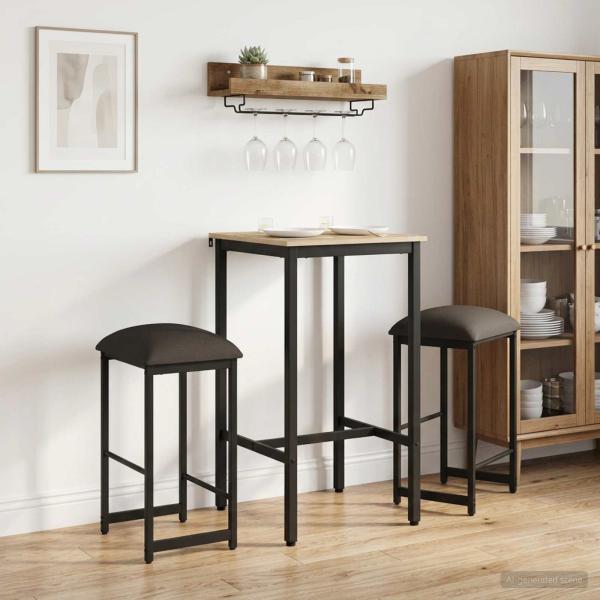 ARDEBO.de - Barhocker 2 Stk. Dunkelgrau 40 x 32 x 74 cm Holzwerkstoff