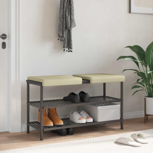 ARDEBO.de - Bankkissen 2 stk. Kunstleder Creme Tiefe 35 cm