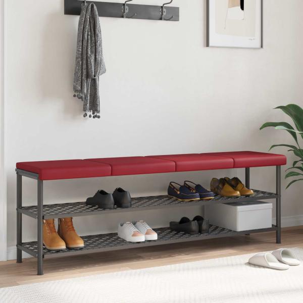 ARDEBO.de - Bankkissen 4 stk. Kunstleder Weinrot Tiefe 35 cm