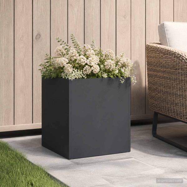 ARDEBO.de - Garten-Pflanzgefäß Schwarz 45 x 45 x 45 cm Kaltgewalzter Stahl