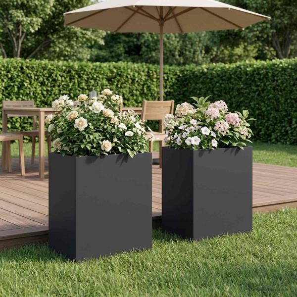 ARDEBO.de - Garten-Pflanzgefäß 2 stk. Schwarz 40 x 30 x 50 cm