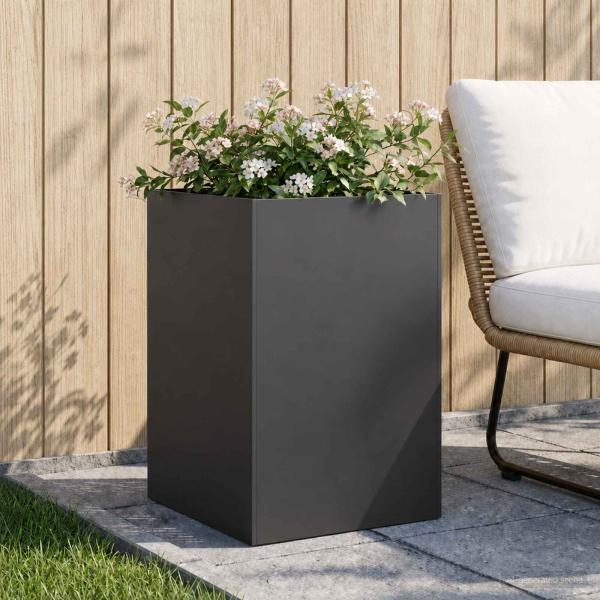 ARDEBO.de - Garten-Pflanzgefäß Schwarz 50 x 50 x 75 cm Kaltgewalzter Stahl