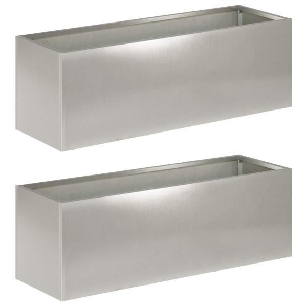 Garten-Pflanzgefäß 2 stk. Silber 60 x 20 x 20 cm Edelstahl