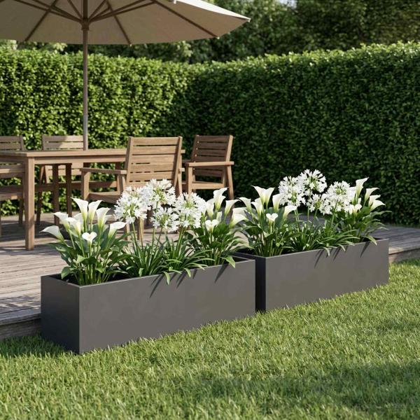 ARDEBO.de - Garten-Pflanzgefäß 2 stk. Anthrazit 100 x 20 x 20 cm