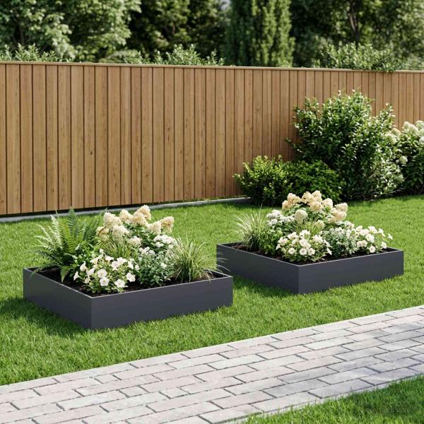 ARDEBO.de - Garten-Pflanzgefäß 2 stk. Anthrazit 80 x 80 x 20 cm