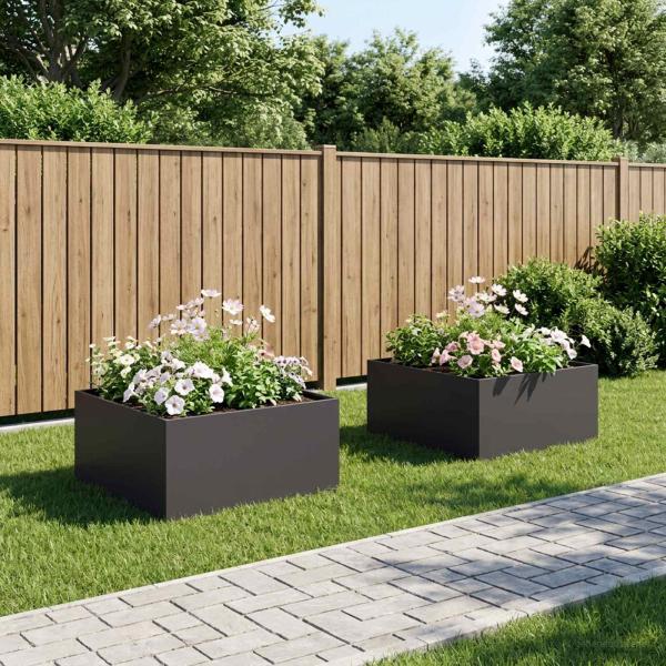 ARDEBO.de - Garten-Pflanzgefäß 2 stk. Schwarz 80 x 80 x 40 cm