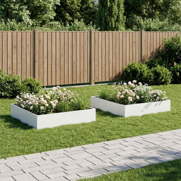 ARDEBO.de - Garten-Pflanzgefäß 2 stk. Weiß 80 x 80 x 20 cm
