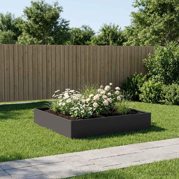 ARDEBO.de - Garten-Pflanzgefäß Schwarz 80 x 80 x 20 cm Kaltgewalzter Stahl