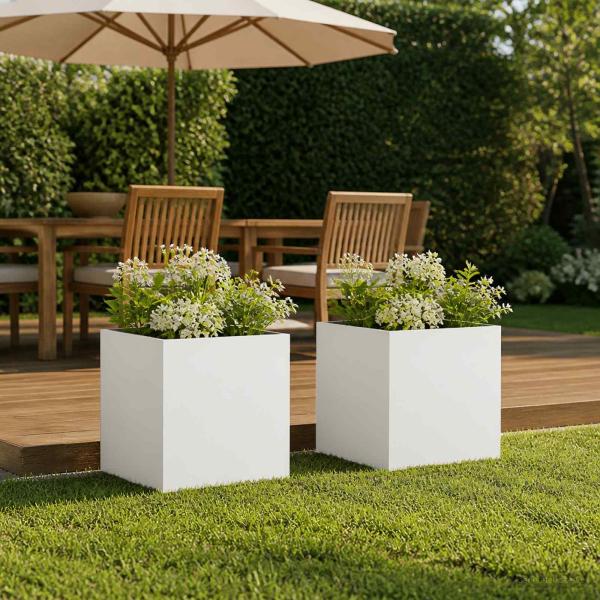 ARDEBO.de - Garten-Pflanzgefäß 2 stk. Weiß 20 x 20 x 20 cm