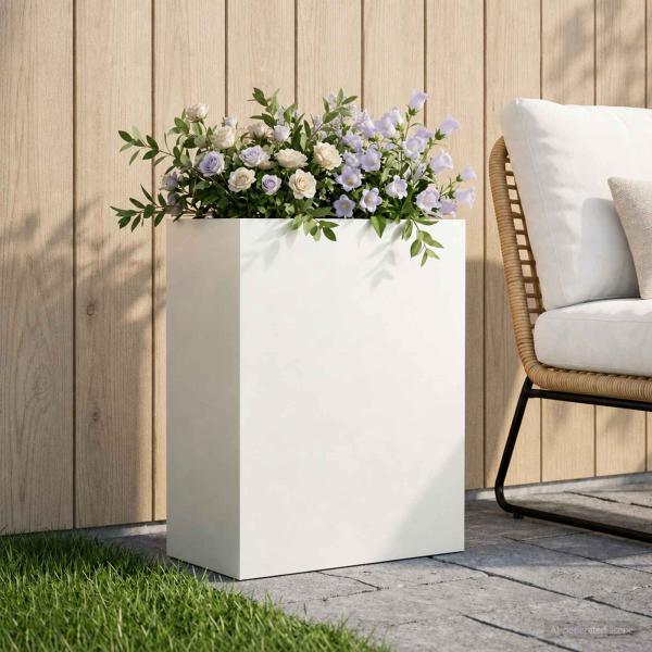 ARDEBO.de - Garten-Pflanzgefäß Weiß 40 x 20 x 50 cm Kaltgewalzter Stahl