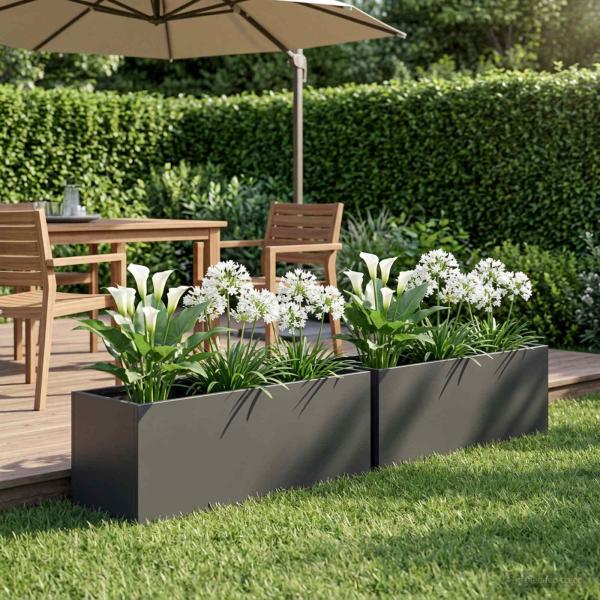 ARDEBO.de - Garten-Pflanzgefäß 2 stk. Schwarz 40 x 20 x 20 cm