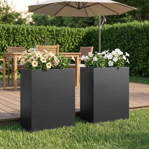 ARDEBO.de - Garten-Pflanzgefäß 2 stk. Schwarz 40 x 20 x 40 cm