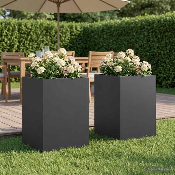 ARDEBO.de - Garten-Pflanzgefäß 2 stk. Schwarz 40 x 40 x 75 cm