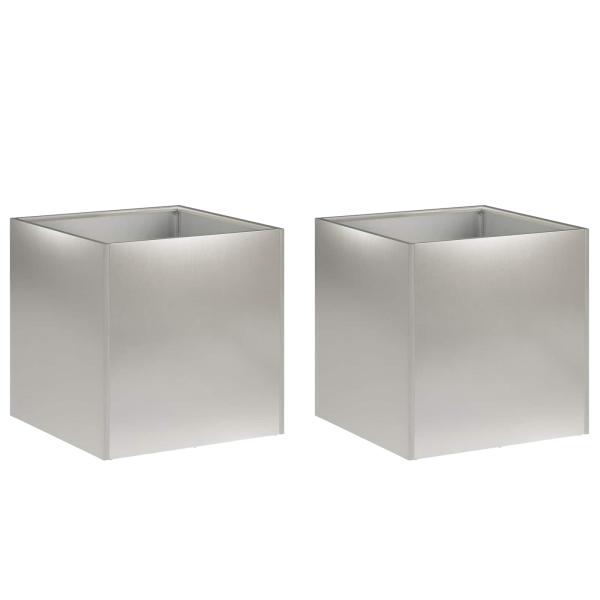 Garten-Pflanzgefäß 2 stk. Silber 45 x 45 x 45 cm Edelstahl