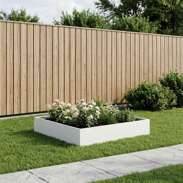 ARDEBO.de - Garten-Pflanzgefäß Weiß 80 x 80 x 20 cm Kaltgewalzter Stahl