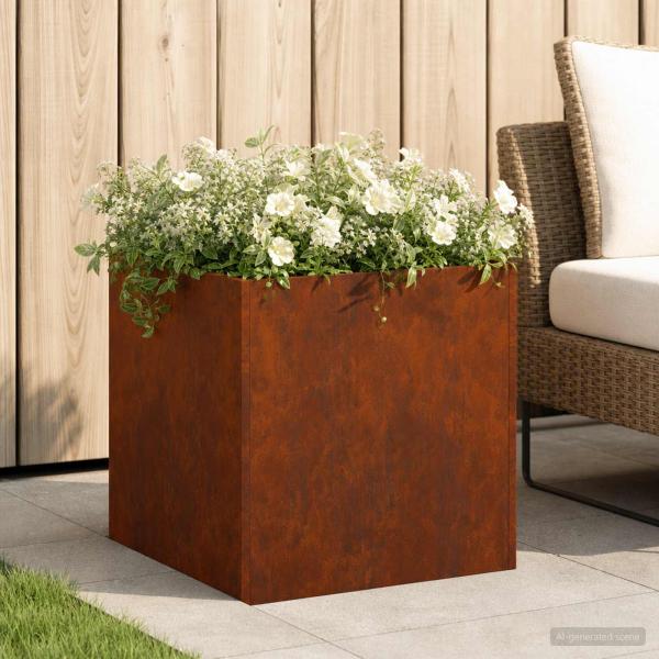 ARDEBO.de - Garten-Pflanzgefäß Rostoptik 45 x 45 x 45 cm Wetterfeststahl