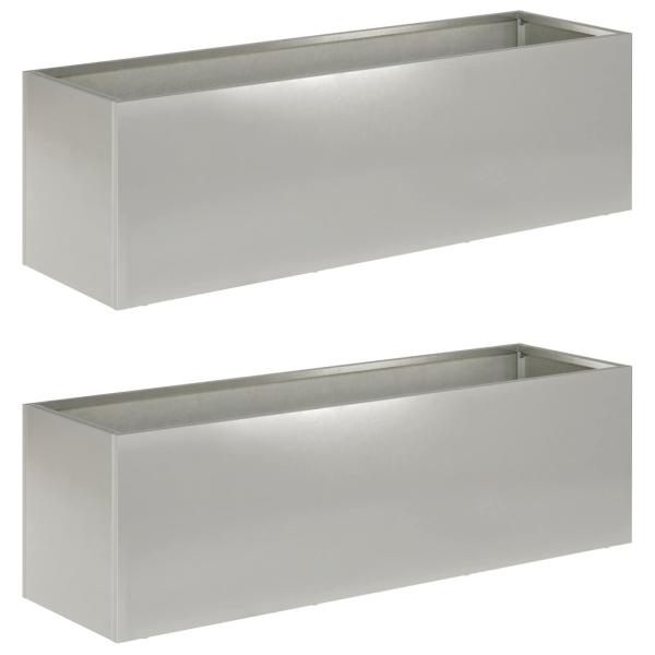 Garten-Pflanzgefäß 2 stk. Silber 80 x 30 x 30 cm Edelstahl