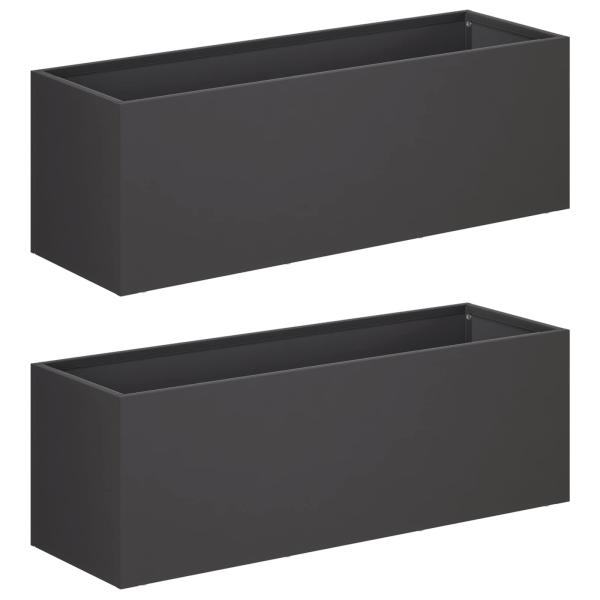 Garten-Pflanzgefäß 2 stk. Schwarz 60 x 20 x 20 cm