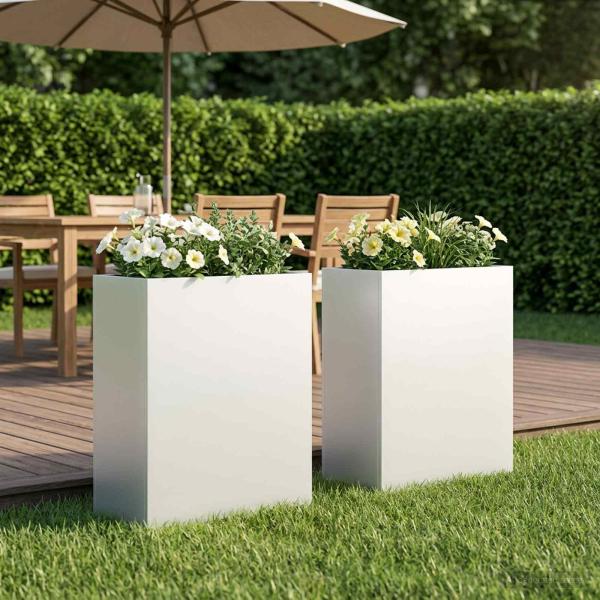 ARDEBO.de - Garten-Pflanzgefäß 2 stk. Weiß 40 x 20 x 50 cm