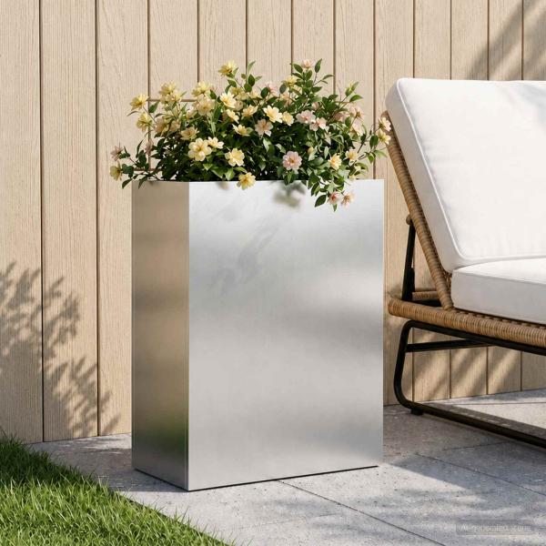ARDEBO.de - Garten-Pflanzgefäß Silber 40 x 20 x 40 cm Edelstahl