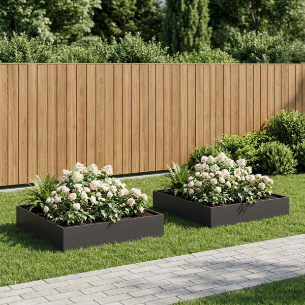 ARDEBO.de - Garten-Pflanzgefäß 2 stk. Schwarz 80 x 80 x 20 cm