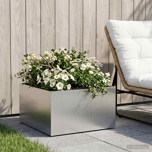 ARDEBO.de - Garten-Pflanzgefäß Silber 40 x 40 x 30 cm Edelstahl
