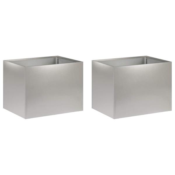 Garten-Pflanzgefäß 2 stk. Silber 40 x 30 x 30 cm Edelstahl