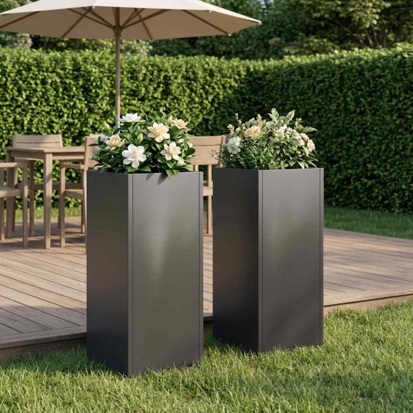ARDEBO.de - Garten-Pflanzgefäß 2 stk. Schwarz 20 x 20 x 40 cm