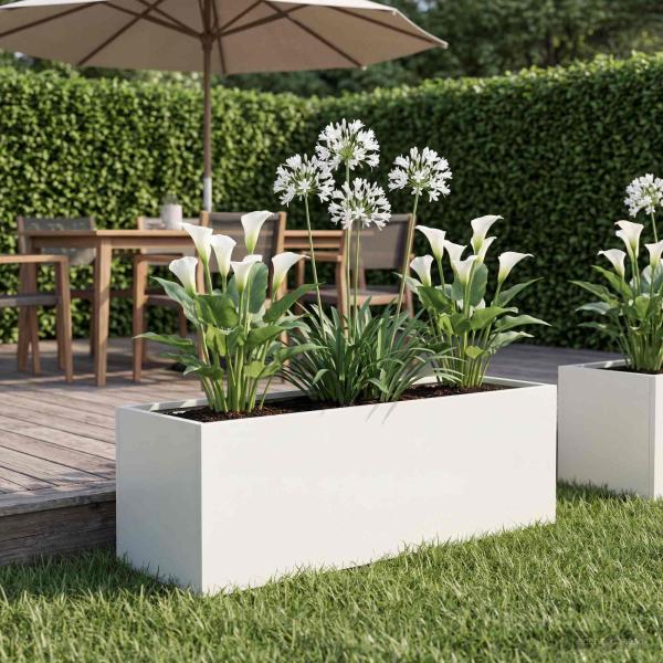 ARDEBO.de - Garten-Pflanzgefäß Weiß 40 x 20 x 20 cm Kaltgewalzter Stahl