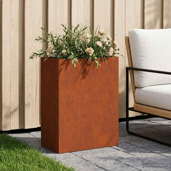 ARDEBO.de - Garten-Pflanzgefäß Rostoptik 40 x 20 x 40 cm Wetterfeststahl