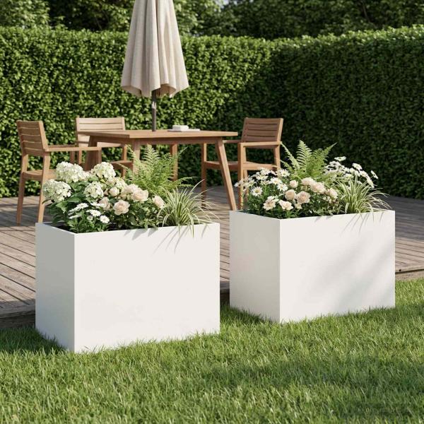 ARDEBO.de - Garten-Pflanzgefäß 2 stk. Weiß 40 x 30 x 30 cm