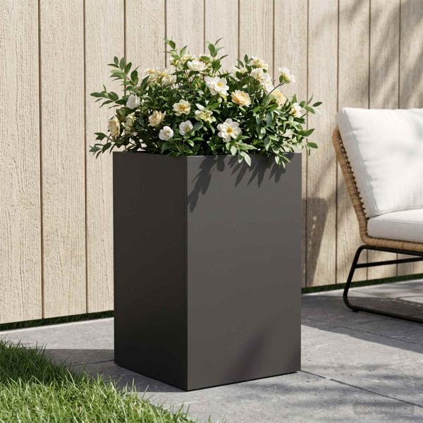 ARDEBO.de - Garten-Pflanzgefäß Schwarz 40 x 40 x 50 cm Kaltgewalzter Stahl