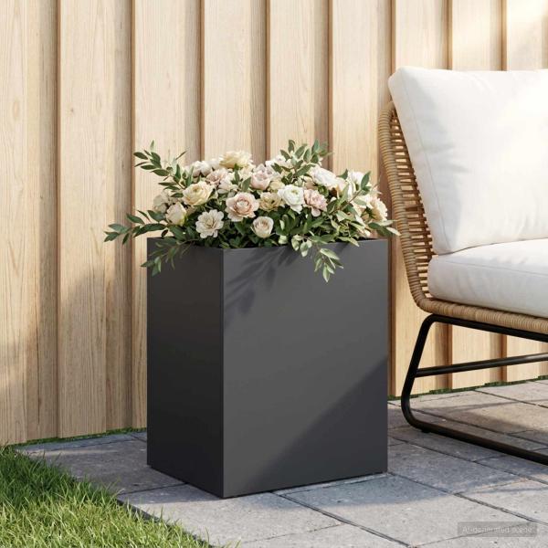ARDEBO.de - Garten-Pflanzgefäß Schwarz 40 x 30 x 50 cm Kaltgewalzter Stahl