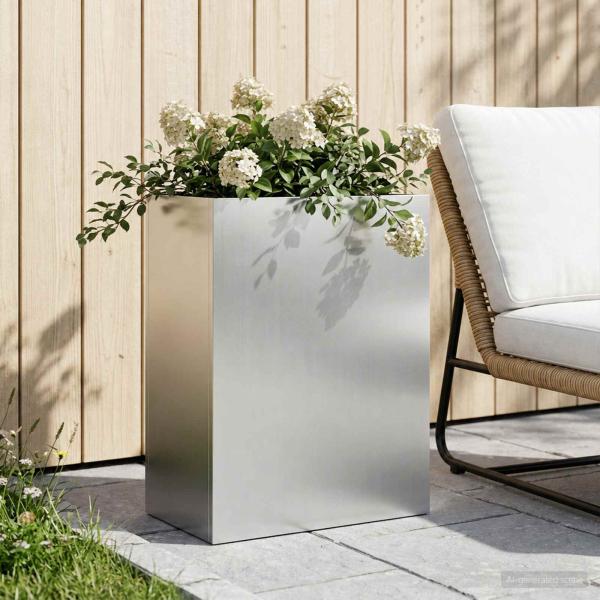 ARDEBO.de - Garten-Pflanzgefäß Silber 40 x 20 x 40 cm Verzinkter Stahl