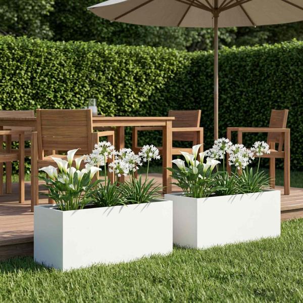 ARDEBO.de - Garten-Pflanzgefäß 2 stk. Weiß 80 x 40 x 40 cm