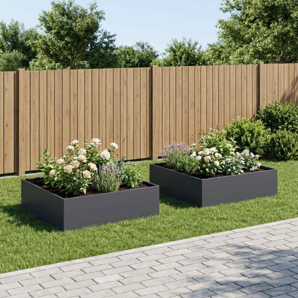ARDEBO.de - Garten-Pflanzgefäß 2 stk. Anthrazit 80 x 80 x 30 cm