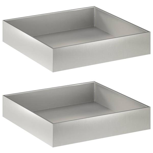Garten-Pflanzgefäß 2 stk. Silber 80 x 80 x 20 cm Edelstahl