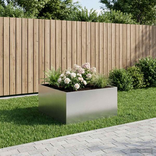 ARDEBO.de - Garten-Pflanzgefäß Silber 100 x 100 x 40 cm Edelstahl