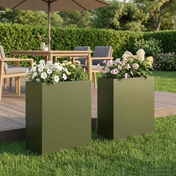 ARDEBO.de - Garten-Pflanzgefäß 2 stk. Olivgrün 40 x 20 x 40 cm