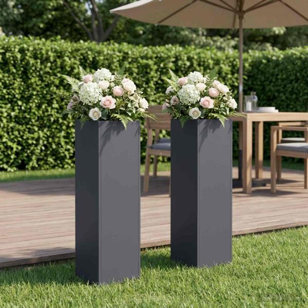 ARDEBO.de - Garten-Pflanzgefäß 2 stk. Anthrazit 20 x 20 x 75 cm
